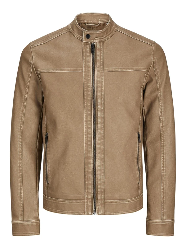 JACK & JONES Synthetic Leather Jacket White L