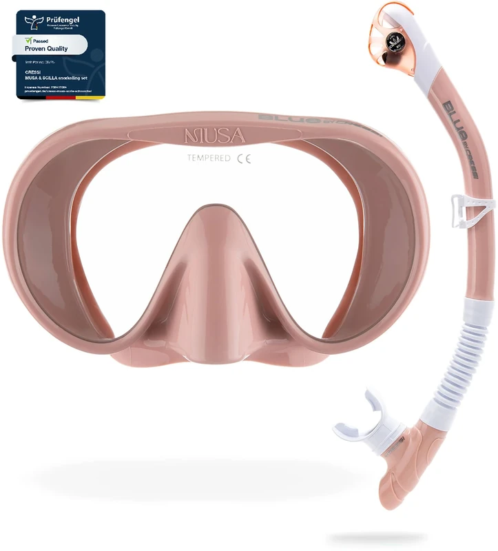 Cressi Musa+Scilla Combo Almond - Adult Combo Set Musa Snorkeling Mask and Scilla Snorke, Almond, One Size