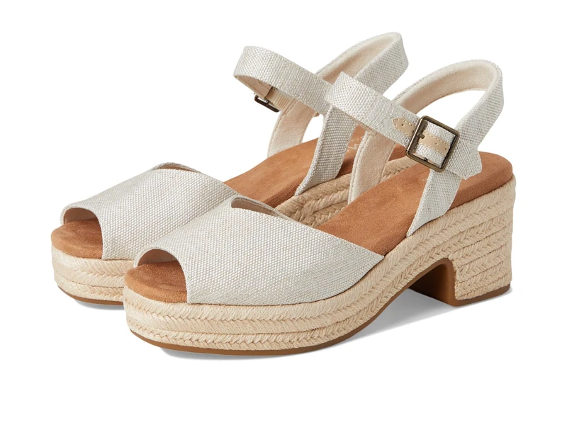 TOMS Women's Isla Peep Toe Heeled Sandal, Natural Yarn Dye, 5.5 UK