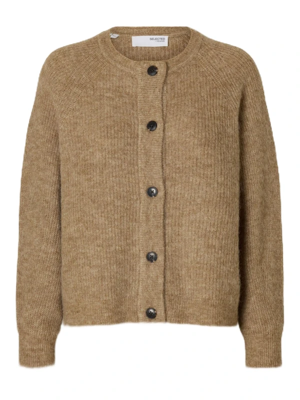 SELECTED FEMME Noos Women's Slflulu LS Knit Short Cardigan, Sepia Tint, S - Image 1