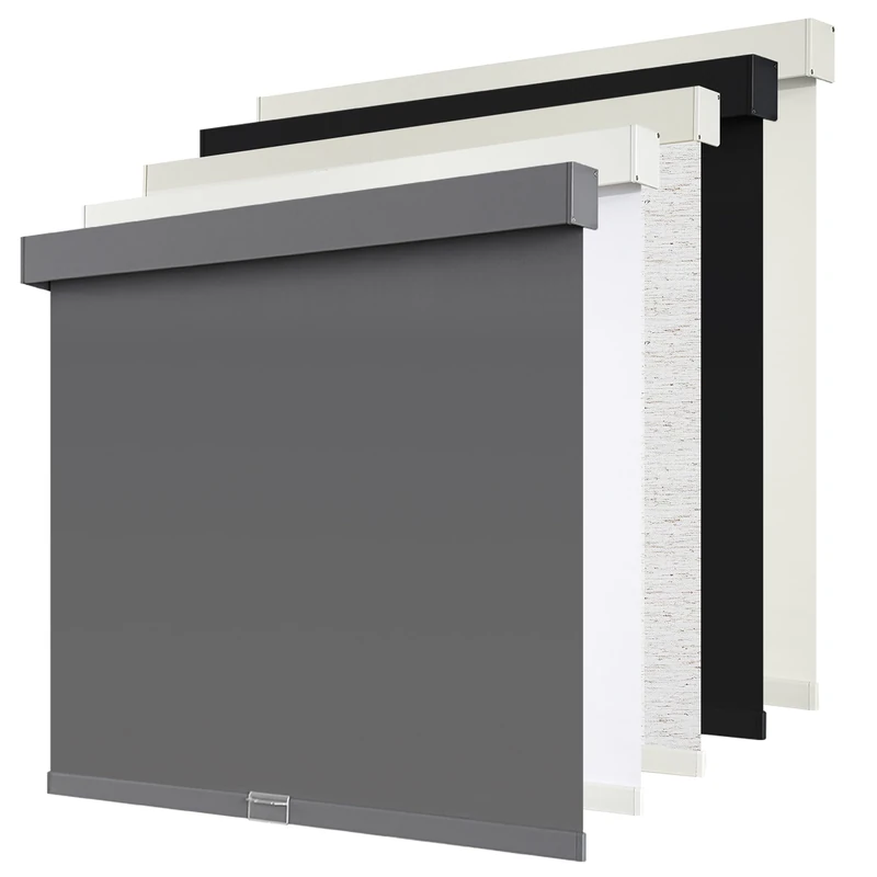 SUNOFF Cordless 100% Blackout Roller Shades Blinds for Windows Free-Stop,Pull Down Room Darkening with Valance,Thermal Insulated Woven Fabric Window Door Blinds for Home,Office,Grey 33" W x 72" L