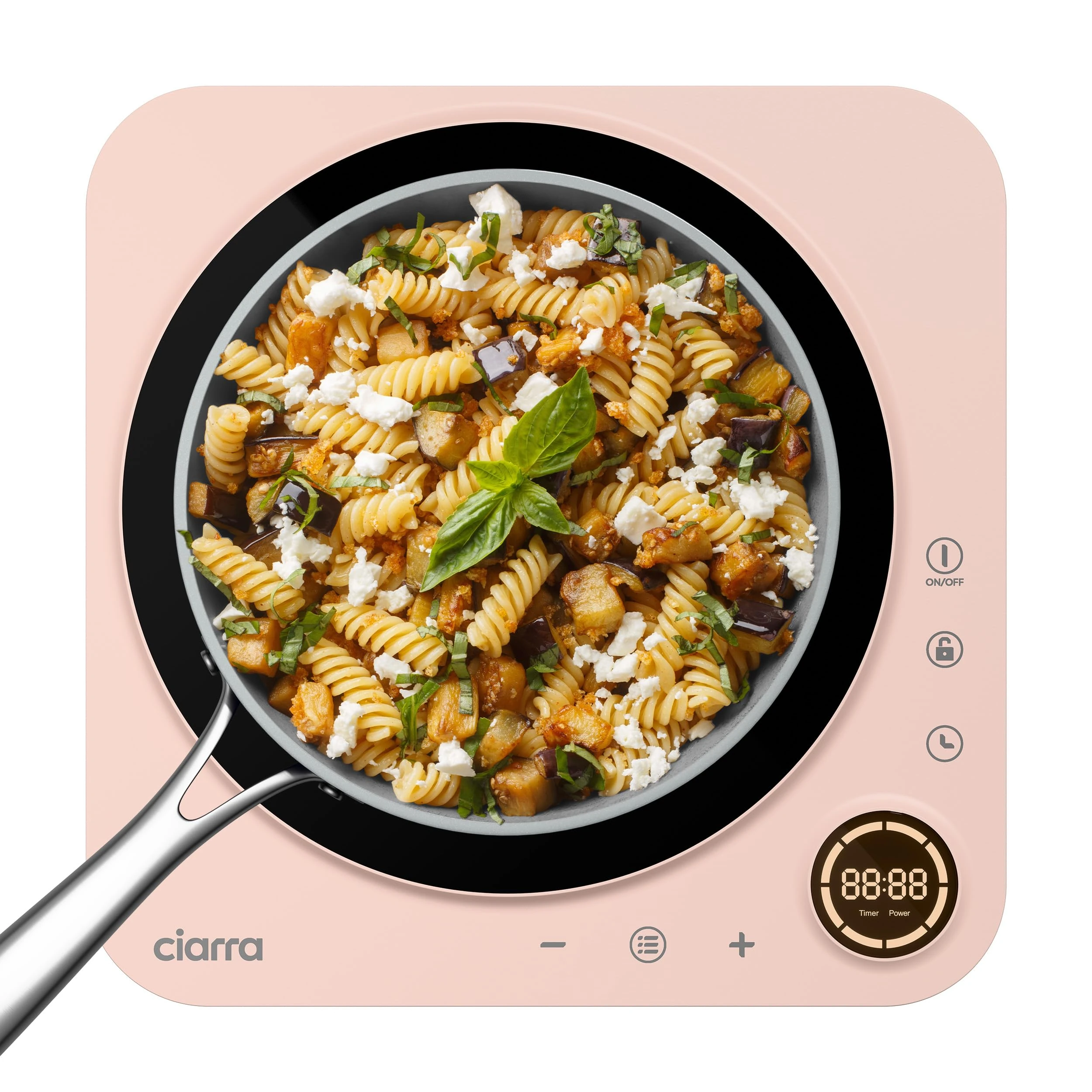 CIARRA CBTIH1A-P Portable Induction Hob 2000W Single Cooking Zone 8 Power Levels Touch Control Glass Panel with Built-In 4 Hours Timer, Automatic Switch Off, Safety Child Lock and Overheat Protection