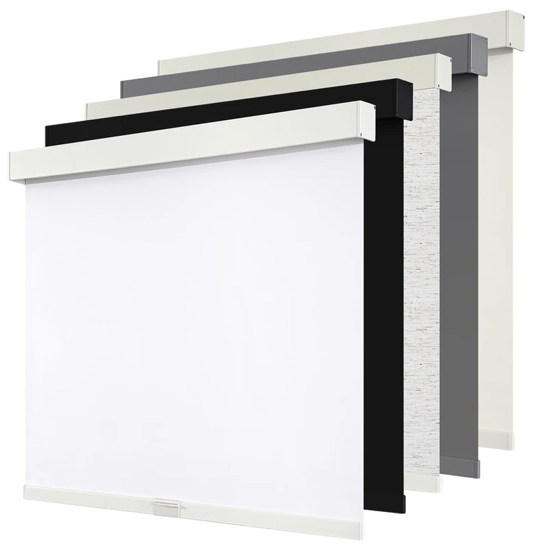 SUNOFF 100% Black Out Cordless Roller Shades Blinds for Windows Free-Stop,Pull Down Room Darkening with Valance,Thermal Insulated Woven Fabric Window Door Blinds for Home,Office,White 32'' W x 72'' L