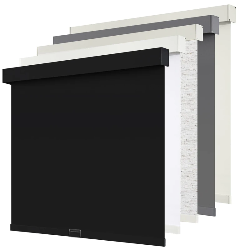 SUNOFF Cordless 100% Blackout Roller Shades Blinds for Windows Free-Stop,Pull Down Room Darkening with Valance,Thermal Insulated Woven Fabric Window Door Blinds for Home,Office,Black 30" W x 72" L