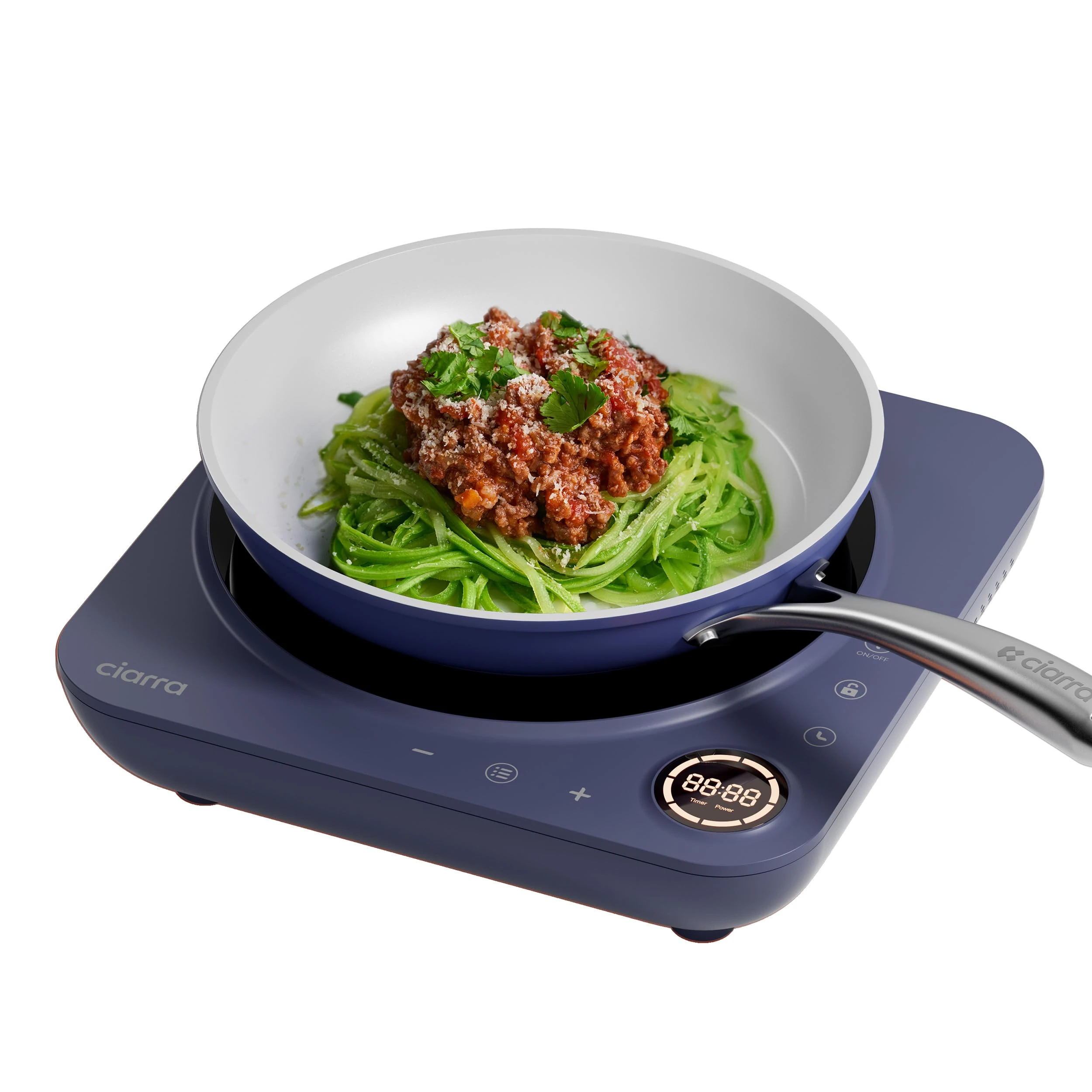 CIARRA CBTIH1A-M Portable Induction Hob 2000W Single Cooking Zone 8 Power Levels Touch Control Glass Panel with Built-In 4 Hours Timer, Automatic Switch Off, Safety Child Lock and Overheat Protection