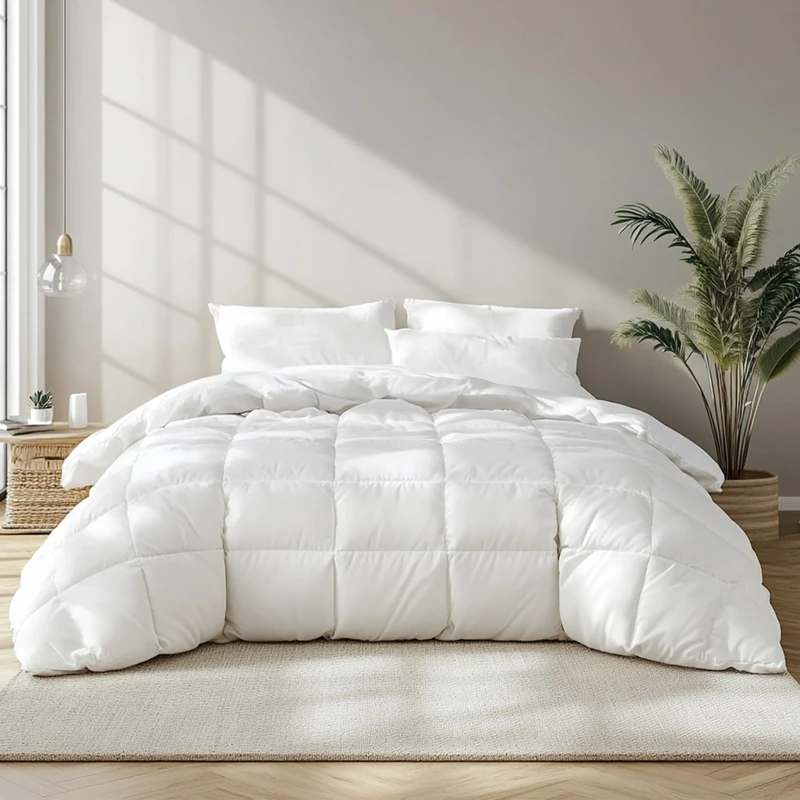 Beautyrest Luxury White Goose Feather Down Fiber Comforter,5-Star Hotel Quality King Size Duvet Insert,100% Cotton Breathable Medium Warmth Bedding Comforter for All Season,White/King,106" Wx90 L