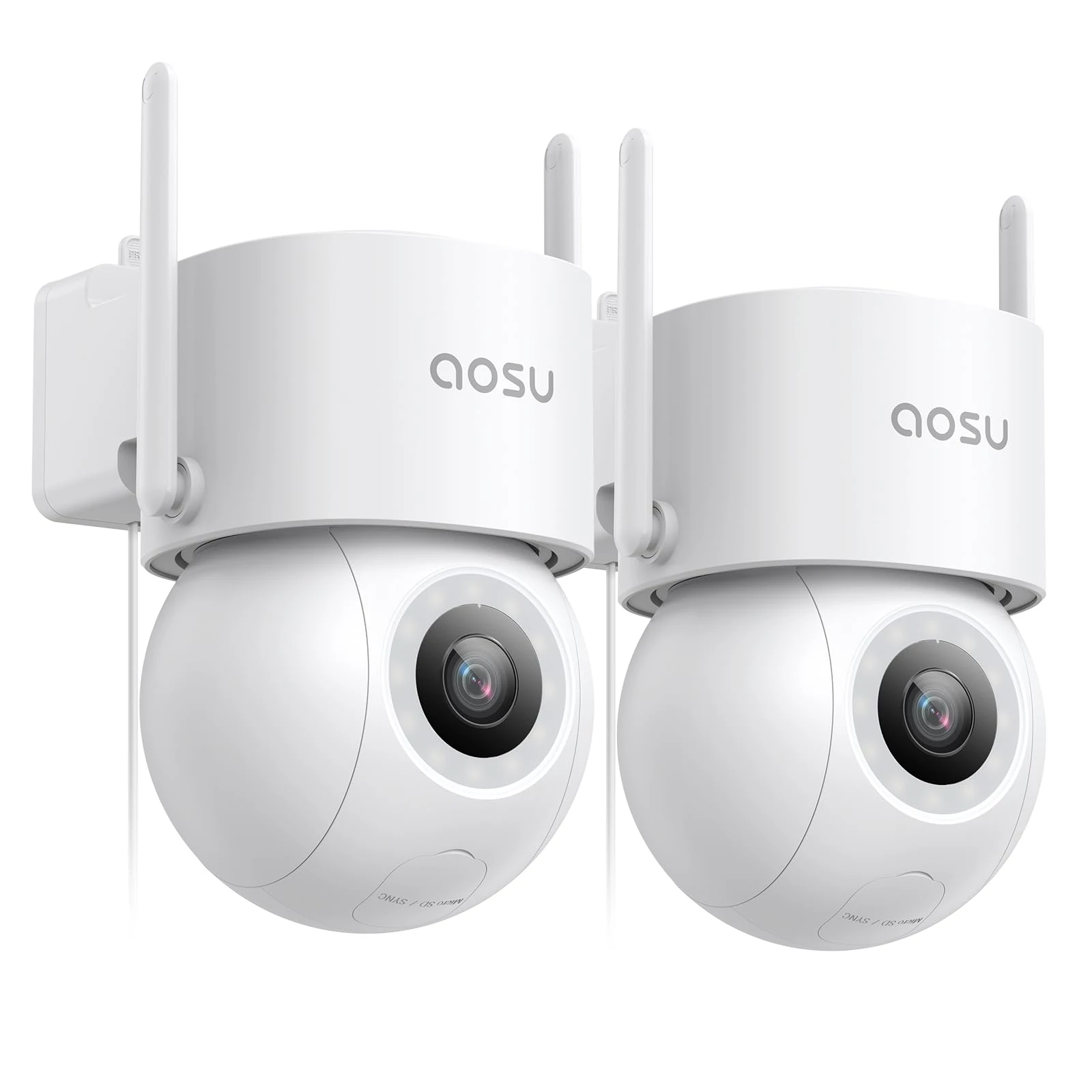 AOSU 2PACK 3K 5MP Outdoor Camera, Outdoor Security Camera Wired with 400Lm Spotlight Full Color Night Vision, 360°PTZ Best CCTV, Surveillance 24/7 Recording Vehicle Security and Protection Spot Cruise