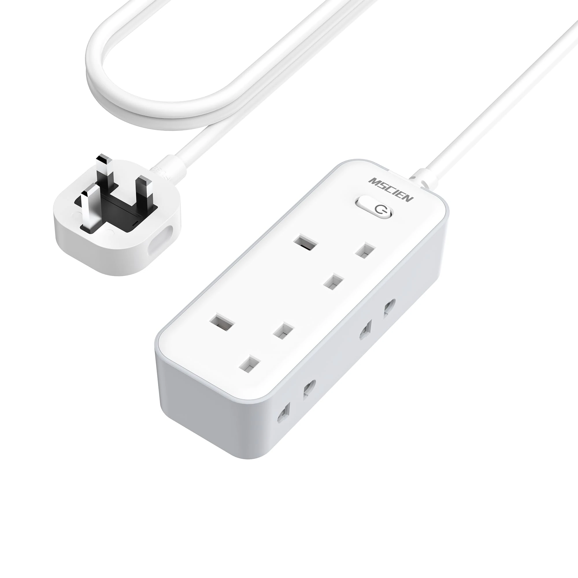 3M Extension Lead with 3 USB Slots, Mscien Shaver Plug Adaptor UK with 13A Fuse, 2 Way Extension Cable, Extension Cord 3 Metre with Wall Mountable for Electric Toothbrush Charger, Shaver (3250W).