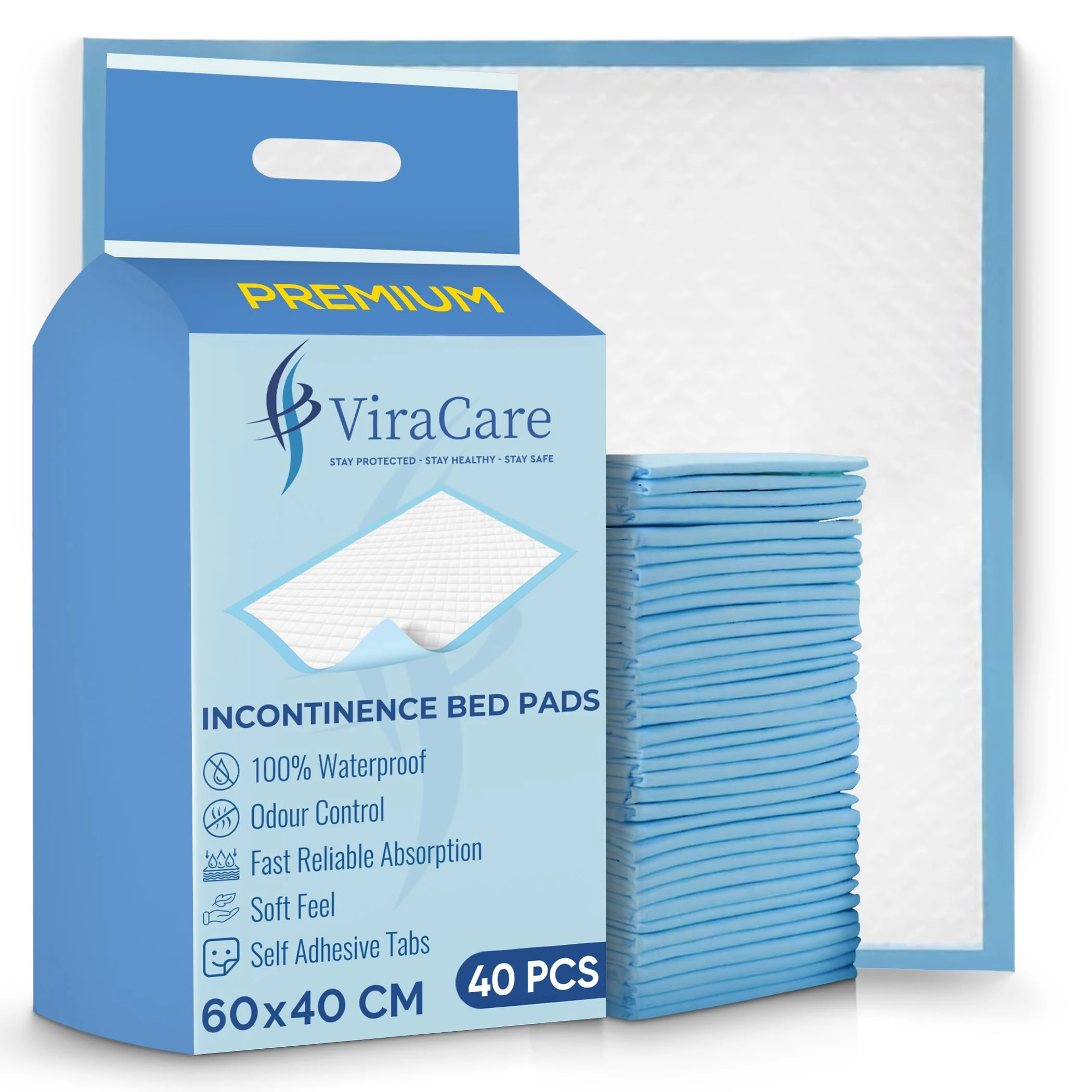 160 x Premium Incontinence Bed Pads 60x40 cm | Incontinence Bed Sheets | Provides Soft Feel | Disposable Bed Mats for Incontinence | Bed Protectors Kids | Maternity Bed Mats | (4 Packs of 40)