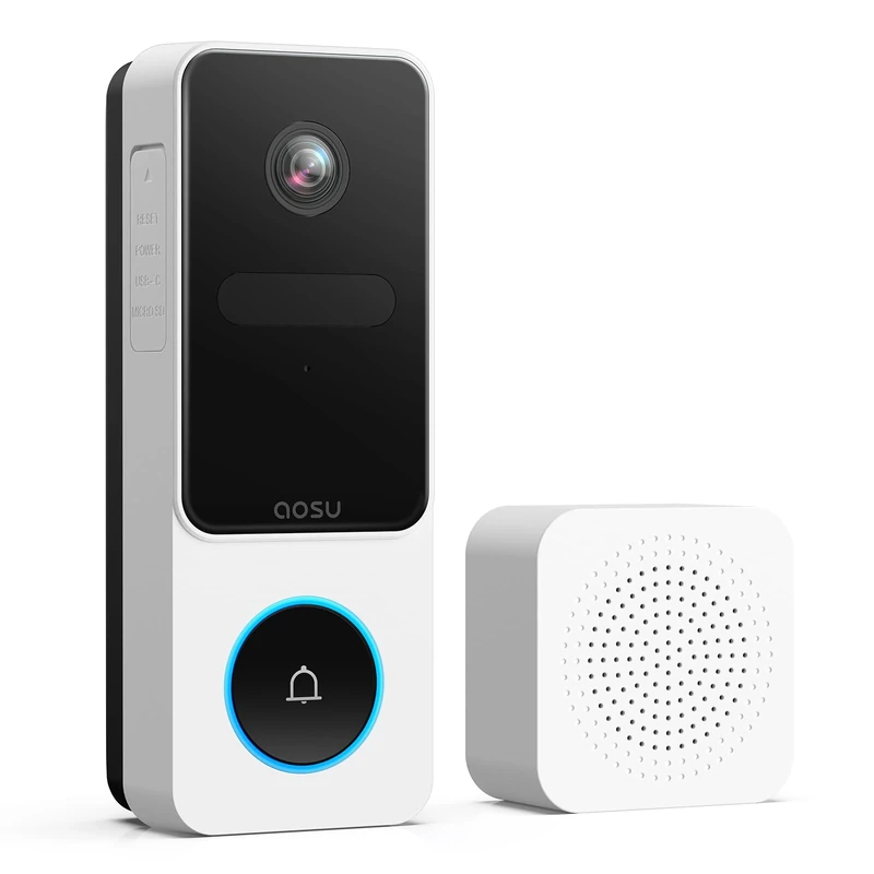 aosu Wireless Video Doorbell Camera, Head-To-Toe View, 2K HD Smart Door bell with Chime, PIR Motion and Parcel Detection, 2-Way Talk, 2.4Ghz WiFi Easy Connection for Home Security