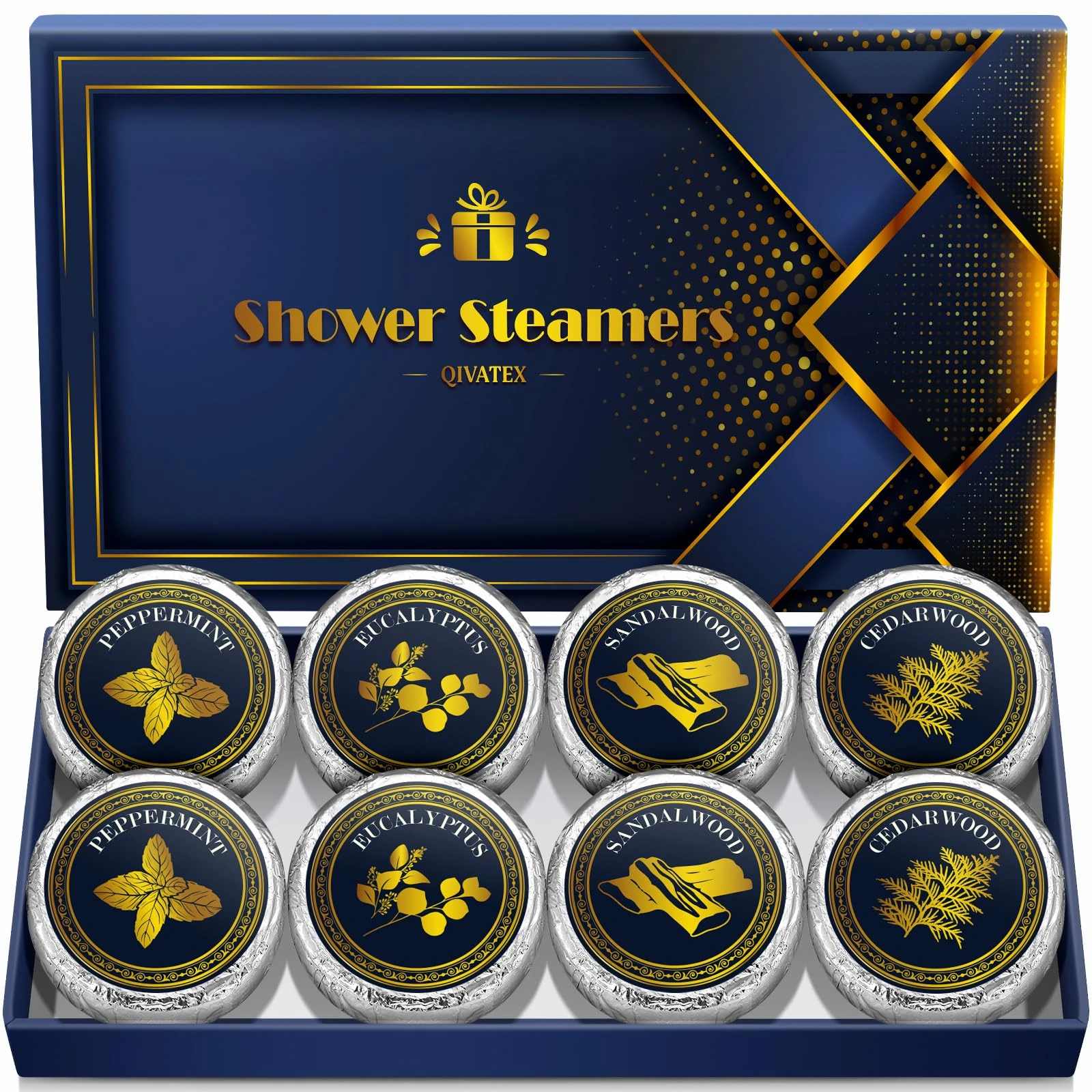Qivatex Gifts for Men: Shower Steamers Aromatherapy Men Birthday Gifts, Self Care Bath Bombs SPA Stress Relief, Gifts for Valentines, Thanksgiving, Christmas, Advent Calendar 2025 (8 Pack)