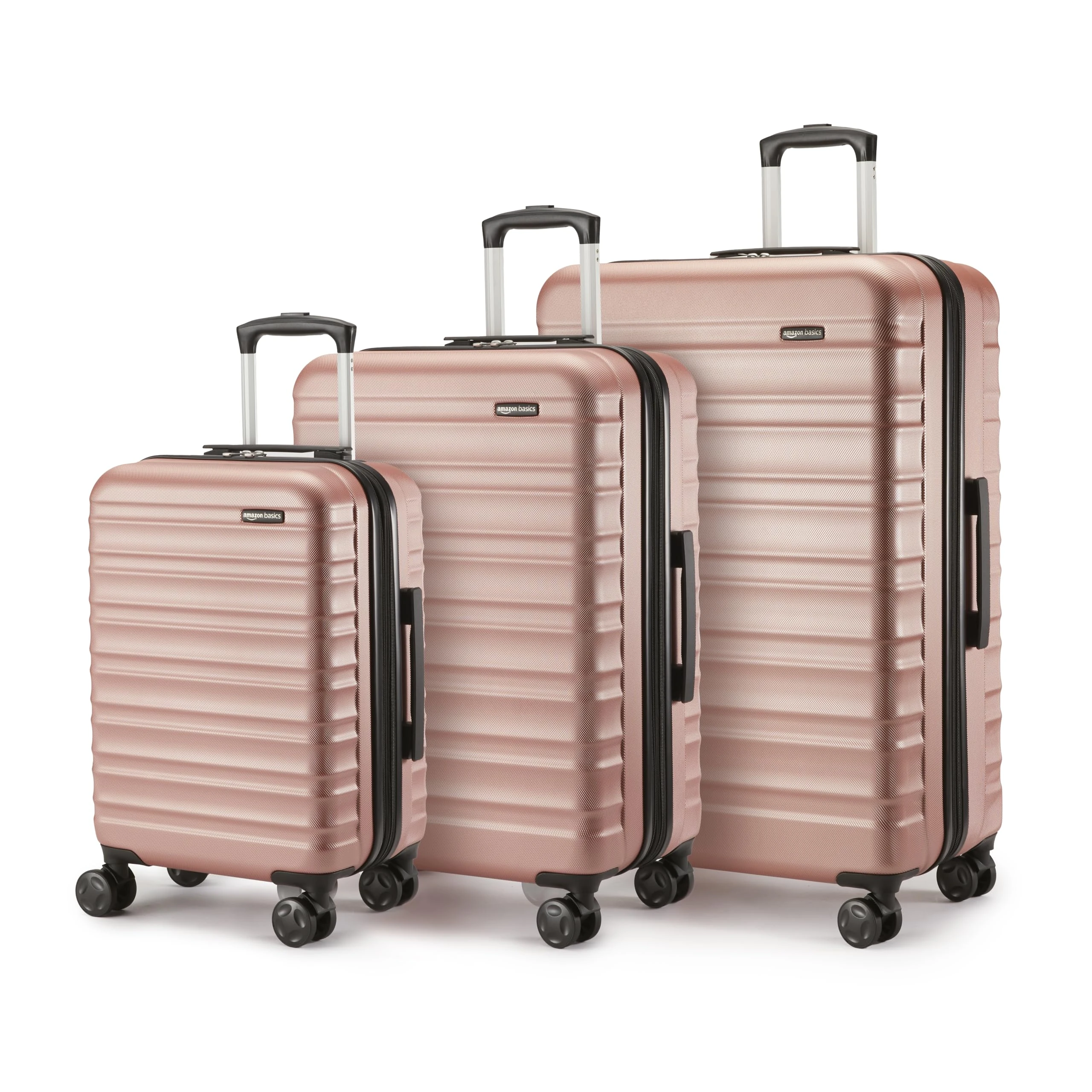 Amazon Basics Hardside Suitcase Set - 3 Piece Expandable Luggage Set (55, 68, 78 cm), ABS Anti-Scratch Shell, 4-Wheel Spinner, Rose Gold