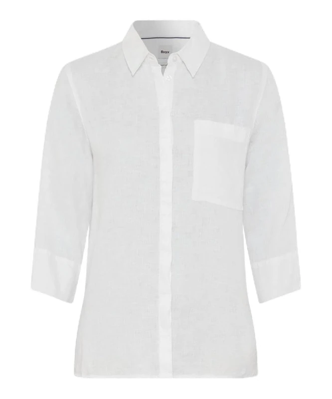 BRAX Women's Style.Vicki Pure Linen Solid Blouse, White, 16