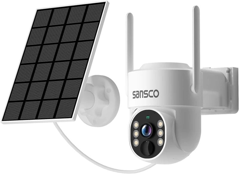 SANSCO Add-on | Replacement 2K Solar Security Camera Outdoor Wireless 4MP Solar Panel WiFi Battery Camera PIR Human Detection,Color Night Vision,Sound&Light Alarm, 2-Way Audio