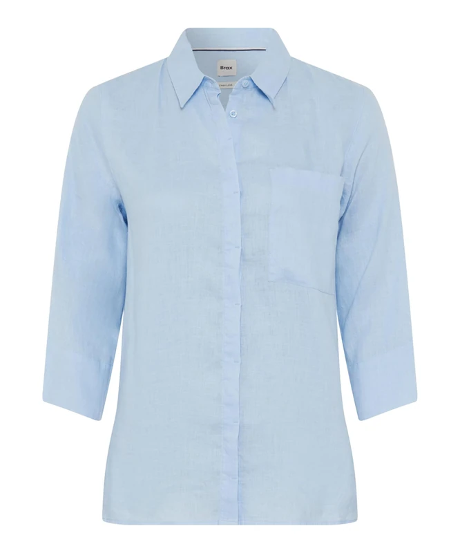 Brax Women's Style.Vicki Pure Linen Solid Blouse, Blue, 12
