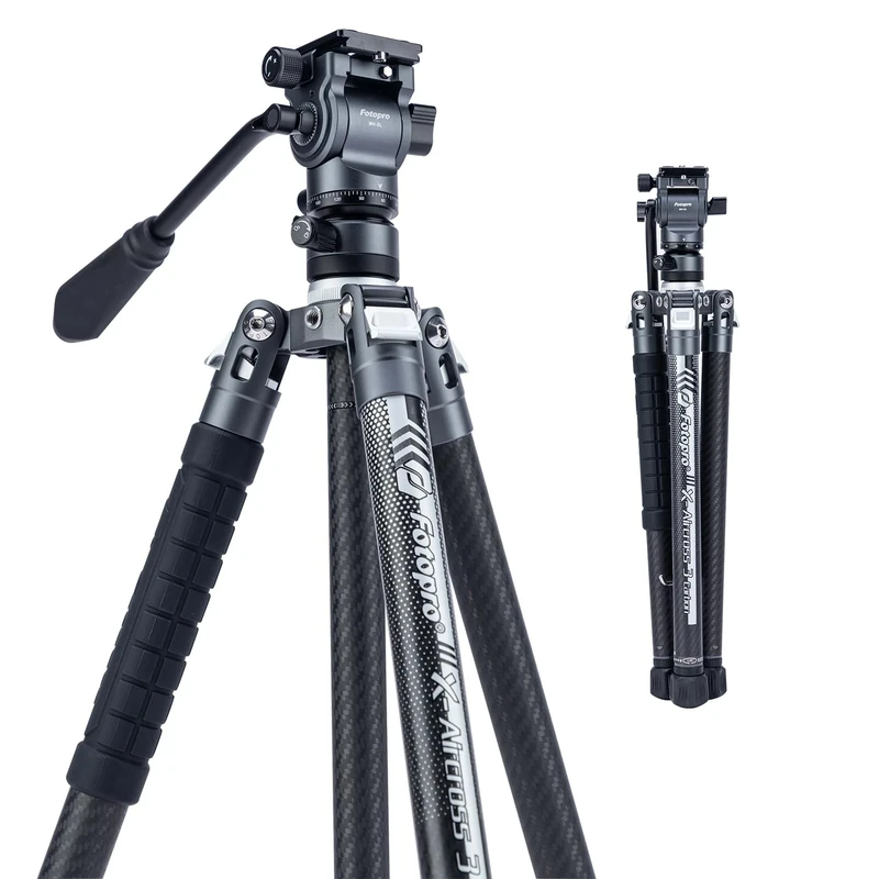 Fotopro X-Aircross 3 Video 62 Inch Lightweight Travel Camera Tripod with Fluid Head 2.35 lbs Ultralight Portable Professional Video Travel Carbon Fibre Tripod for Camera DSLR