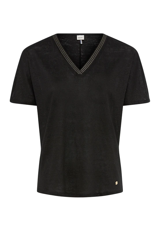 Style Caelen Plain Linen T-Shirt, 02 Black, 16