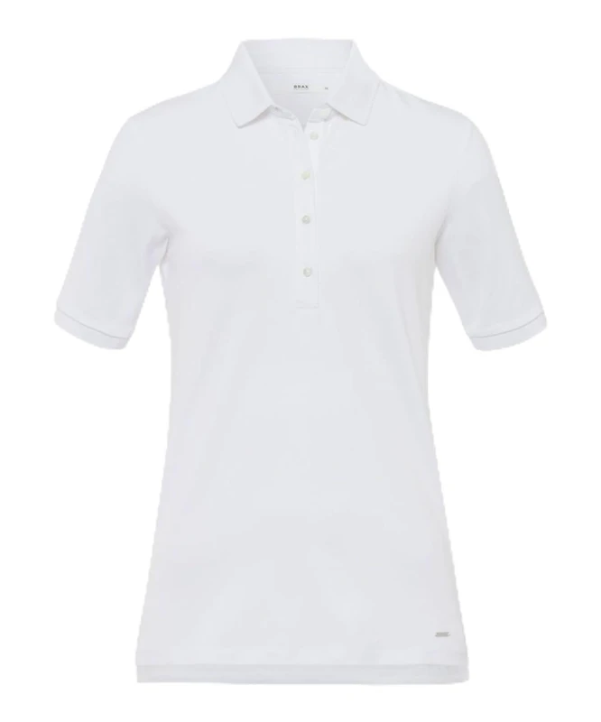 Style Cleo Plain Polo Shirt in Pima Pique Quality, 99 White, 12
