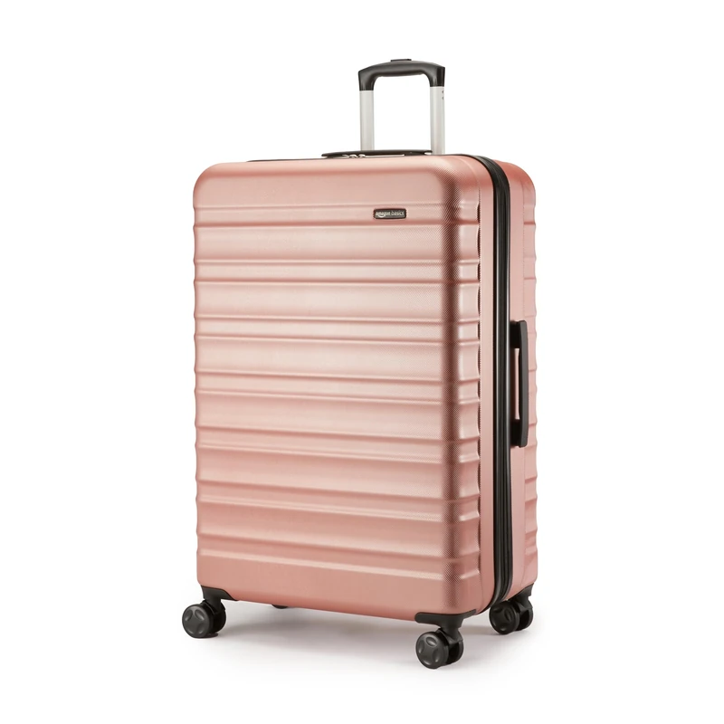 Amazon Basics Hardside Expandable Suitcase - ABS Travel Luggage with 4 Double Spinner Wheels - Scratch Resistant and Lightweight Construction - 45.1 x 28.6 x 68cm - Rose Gold