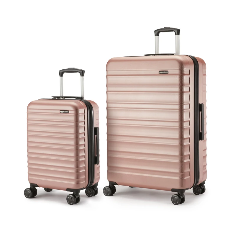 Amazon Basics Hardside Expandable Luggage Set (Medium + Large) - ABS Travel Luggage with 4 Double Spinner Wheels - Scratch Resistant and Lightweight Construction - Rose Gold