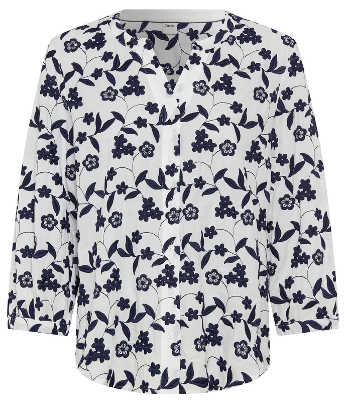 Style Velia Blouse with Floral Embroidery, 99 White, 20