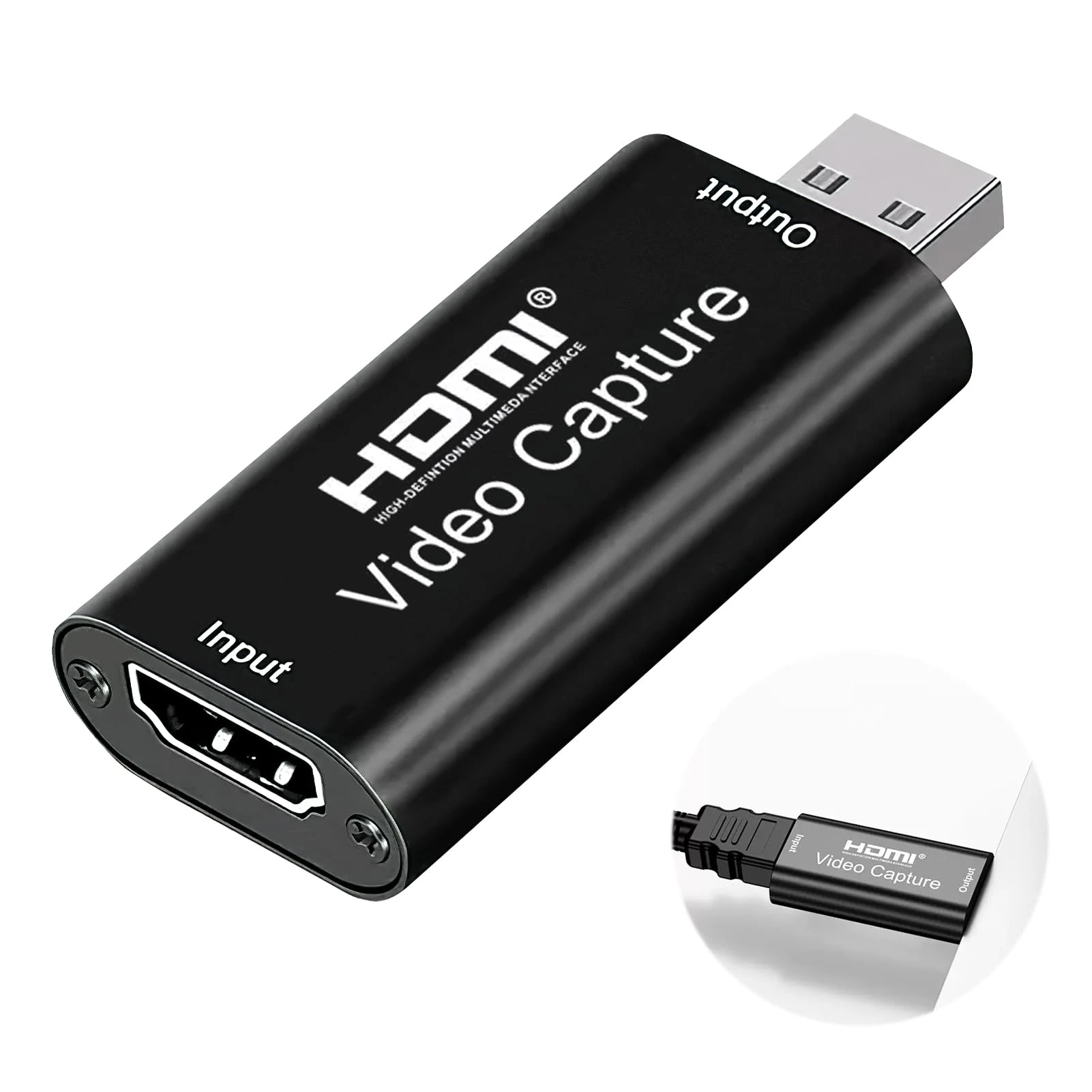 4K HDMI to USB Video Capture Card, 2.0 Audio Video Recording Card 1080P Output Record Audio Grabber for Live Streaming Conferencing Gaming on Switch PS4 PS5 Xbox OBS PC Windows Mac OS