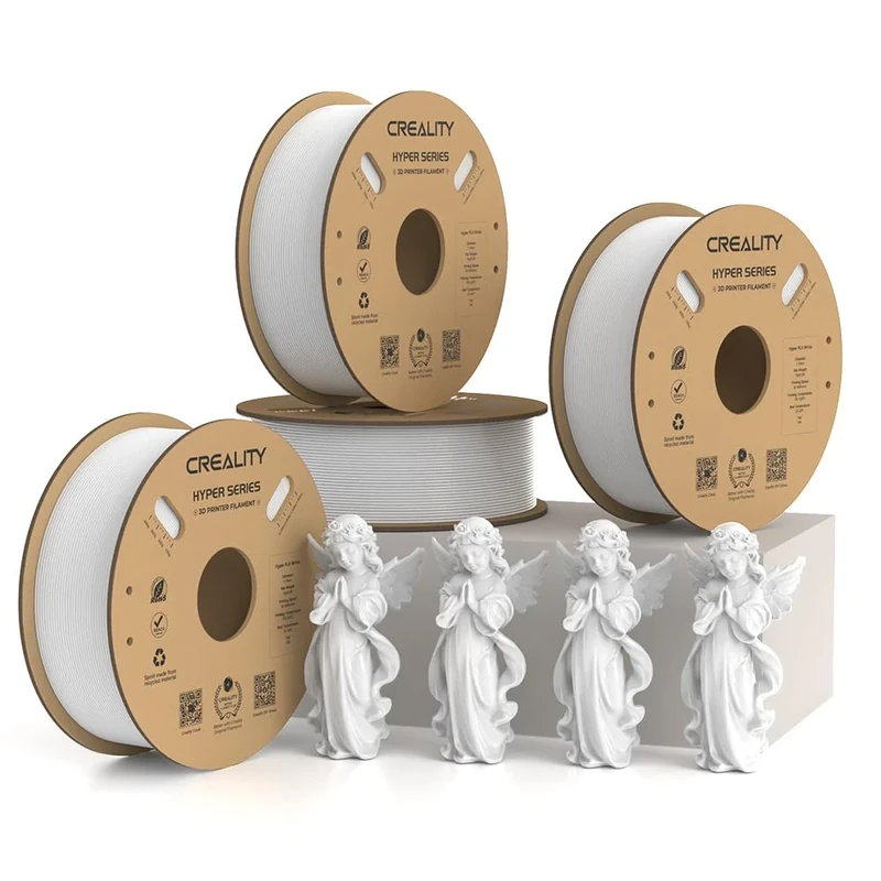 Official Creality Hyper PLA Filament 1.75mm, High Speed 30-600mm/s 3D Printer Filament PLA, Dimensional Accuracy +/-0.02mm, Fit Most FDM 3D Printers，4KG(2.2lbs*4) White
