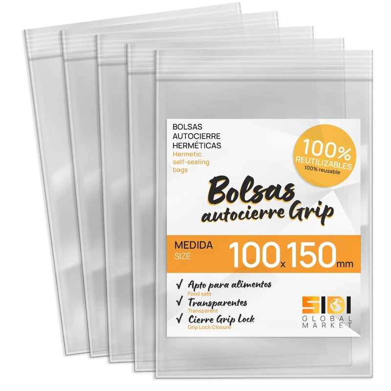 Transparent Plastic Food Freezer Bags, Self-Seal Bags for Birthday, Gift, Treats, Travel, Organizer, Vacuum Container, Food Holder – SIDI (100 x 150 mm, 1000 Units) - Image 1