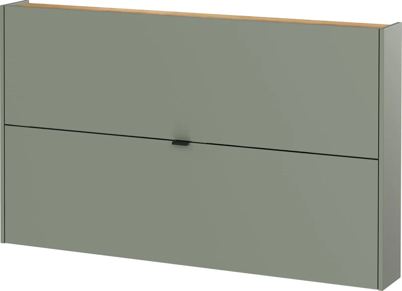 Germania Shoe cabinet 1392-629 GW-Ameca, in taupe green/Navarra oak finish, shallow depth, 140 x 83 x 18 cm (WxHxD)