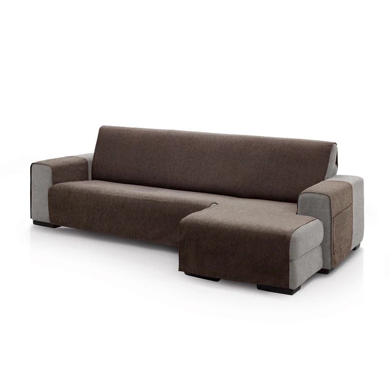 ECOMMERC3 | Chaise Longue Sofa Cover for Right Arm Back Size 240 cm - Brown Chaise Longue Sofa Cover Soft Touch 100% Made in Spain