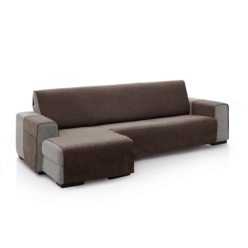 ECOMMERC3 | Chaise Longue Sofa Cover for Left Arm Back Size 240 cm - Brown Chaise Longue Sofa Cover Soft Touch 100% Made in Spain