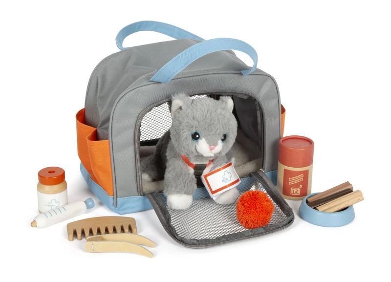 Small Foot Cat with Carrying Bag and Care Set, pet toy, role-playing toy for kids aged 2+ years old, 12601
