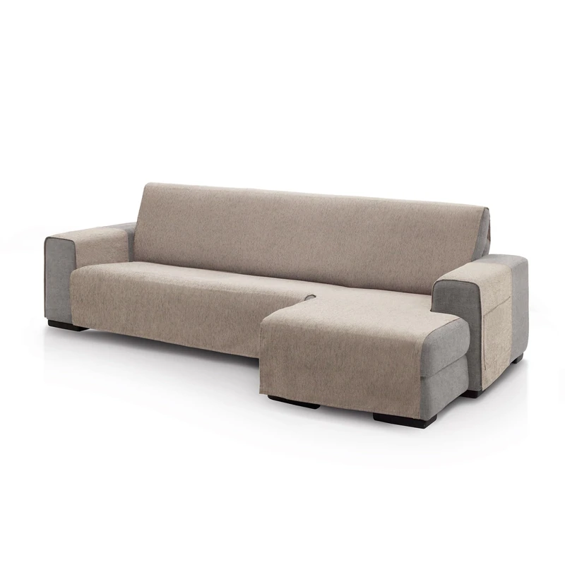 ECOMMERC3 | Chaise Longue Sofa Cover for Right Arm Back Size 280 cm - Beige Chaise Longue Sofa Cover Soft Touch 100% Made in Spain
