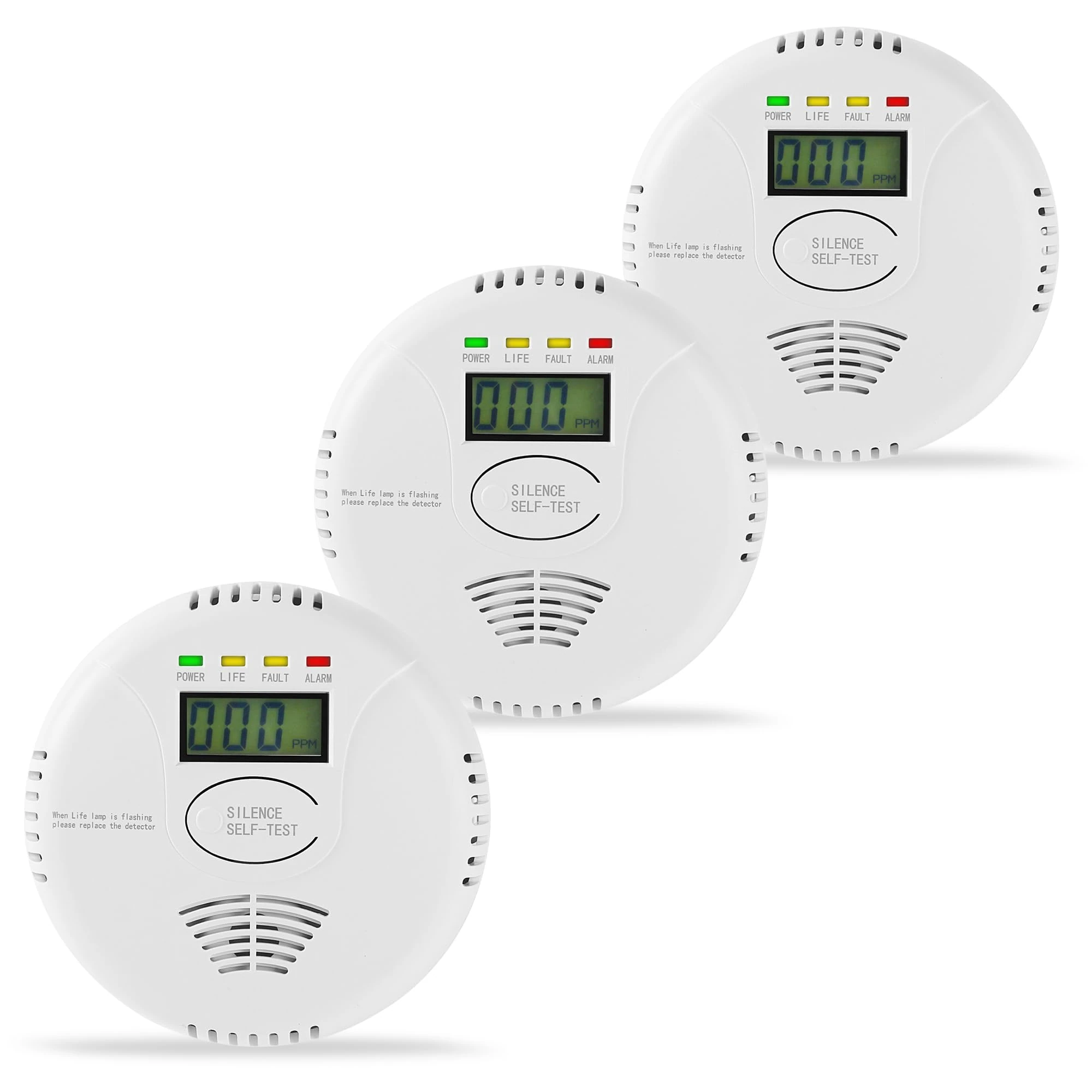 3 Packs Carbon Monoxide Detectors, AGSMXSYG Carbon Monoxide Alarm Battery Powered with Digital Display, CO Detector Alarms Monitor Battery Operated for Home,RV & Kitchen