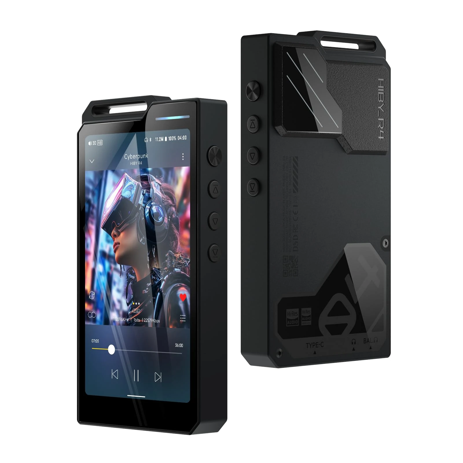 HiBy R4 mp3 & mp4 Players spotify Player with Bluetooth and WiFi 4-Way HiFi DAP Android 12 OS 3.5mm po+4.4mm bal 32G+2TB Scalable Memory