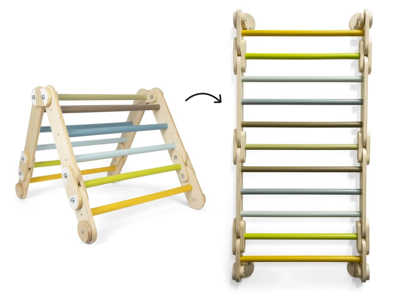 Small Foot Climbing Triangle Wall Bars 2-in-1 Adventure, wood, with 4 adapters, exercise toy, ages 2+ years, 12625 - Image 1