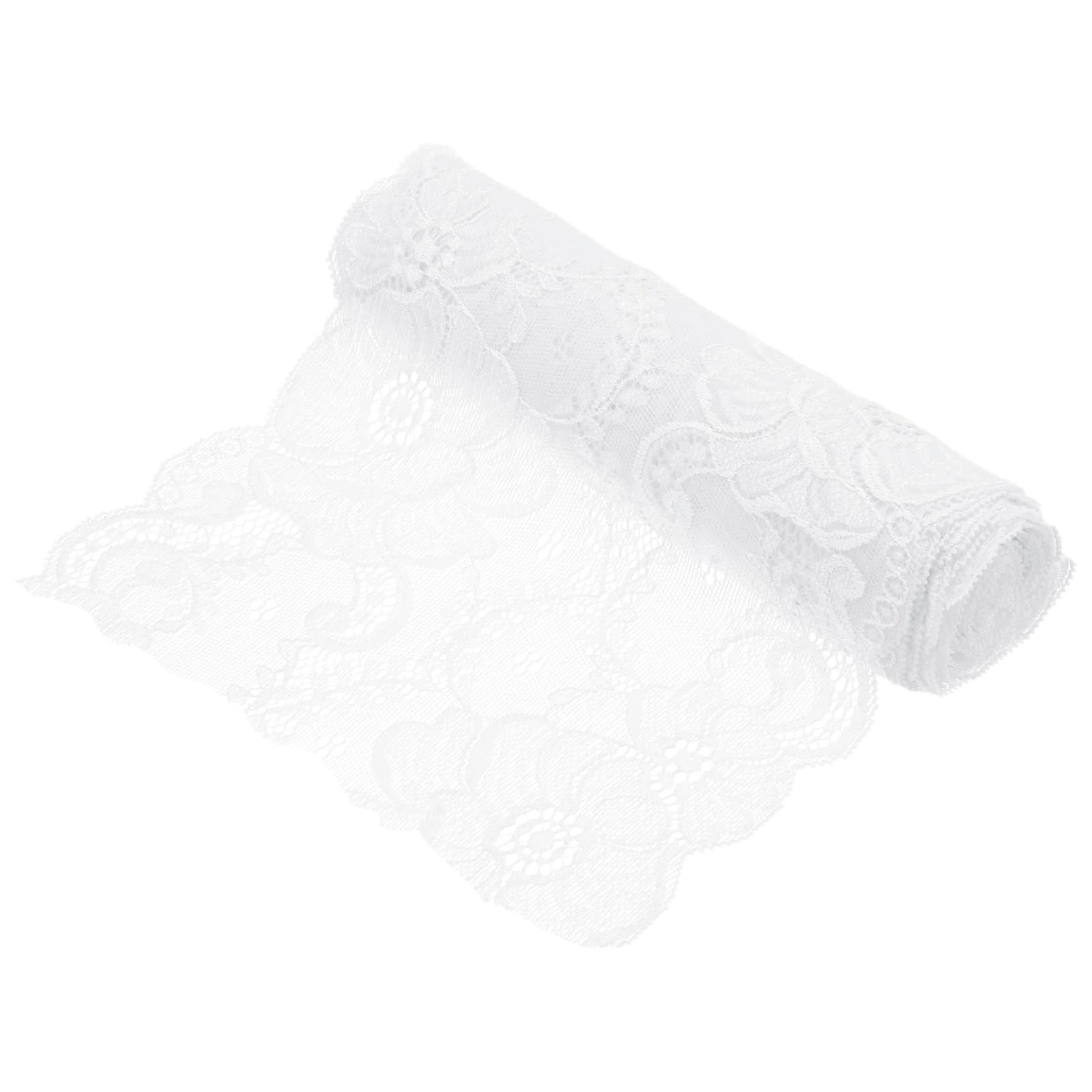 sourcing map 7.1 Inch Wide 3 Yard Lace Ribbon Floral Pattern Bright White Lace Trim Ribbon for DIY Crafts, Gift Wrapping Bouquets, Wedding Decor, and Sewing Making