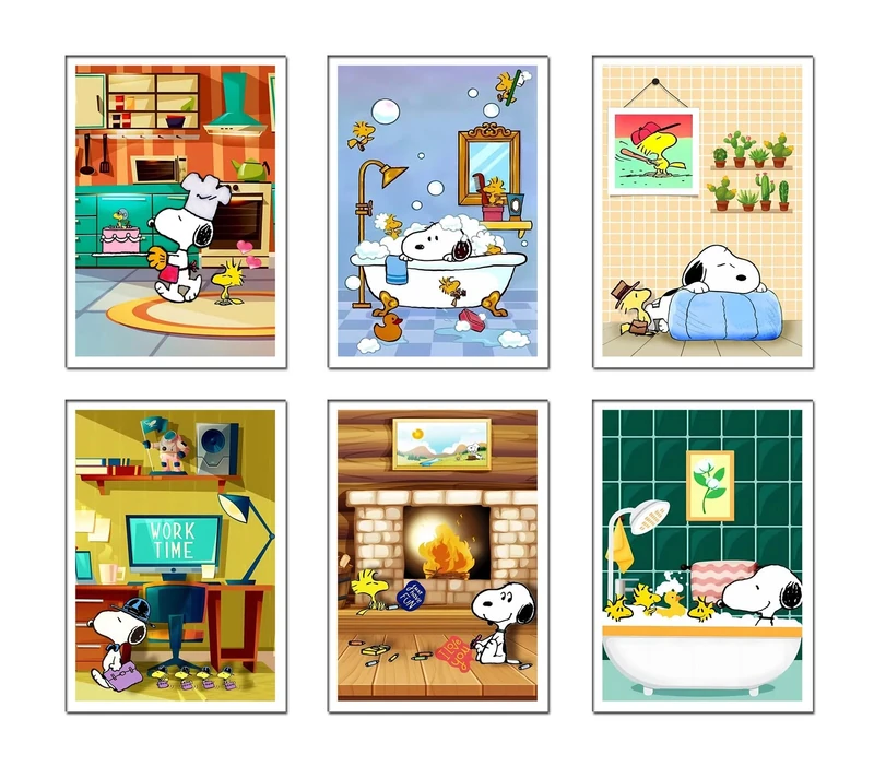 DKORARTE Set of 6 Wooden Picture Base Modern Living Room Bedroom Bedroom with Metal Hangers (38 x 29 cm)