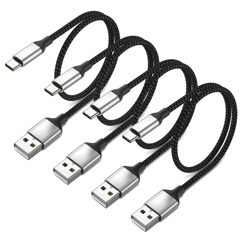 Short USB C Cable 30cm, 4 Pack USB Type C Charger Cable Fast Charging USB C Cord, USB A to USB C Charger Cable for Huawei/Samsung Galaxy S24 S23 S22 S21 S20 A32 A51 A52