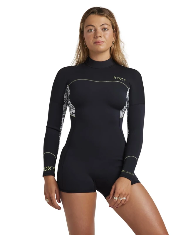 Roxy Long Sleeve Back Zip Springsuit 2.0 SWELL SERIES LS BZ QLOCK Young Womens White 6