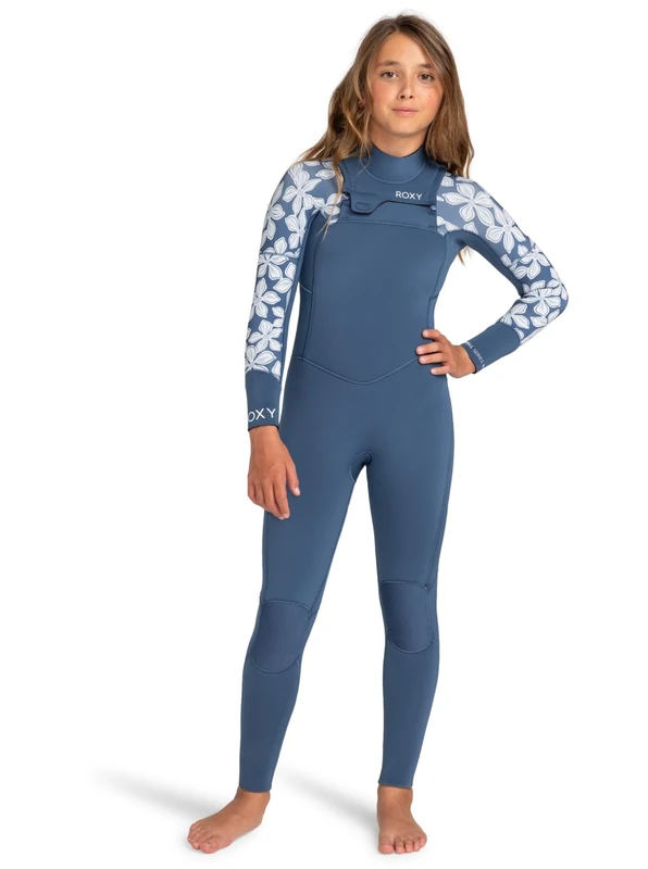 Roxy Chest Zip Wetsuit 3/2 SWELL SERIES GIRL FZ GBS Girls Blue 8G