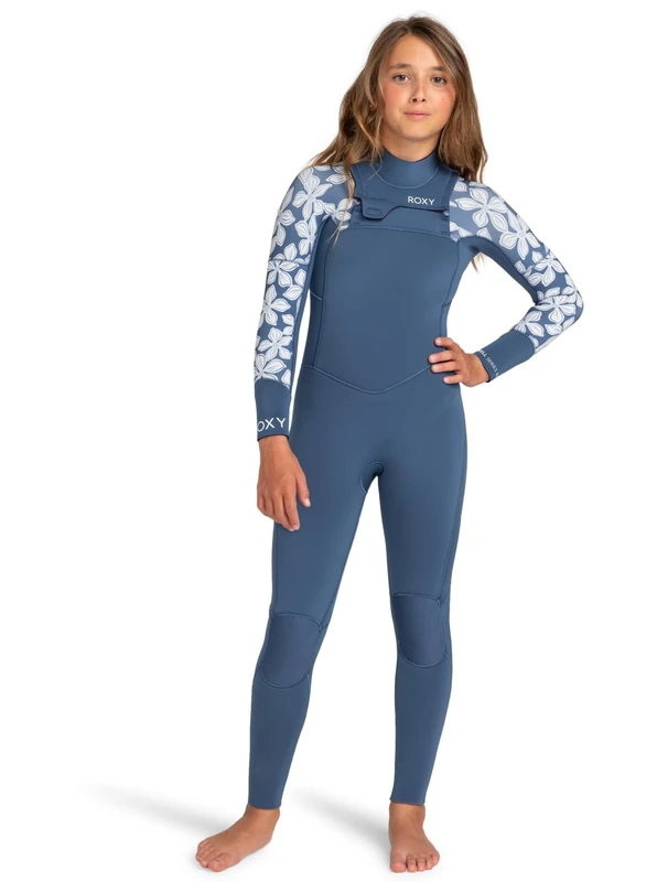 Roxy Chest Zip Wetsuit 4/3 SWELL SERIES GIRL FZ GBS Girls Blue 10G