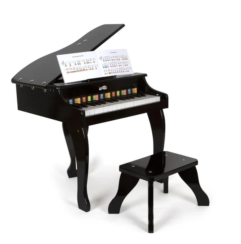 Small Foot Children's Wooden Grand Piano, electronic wooden piano with stool, for kids aged 3+ years old, 12622