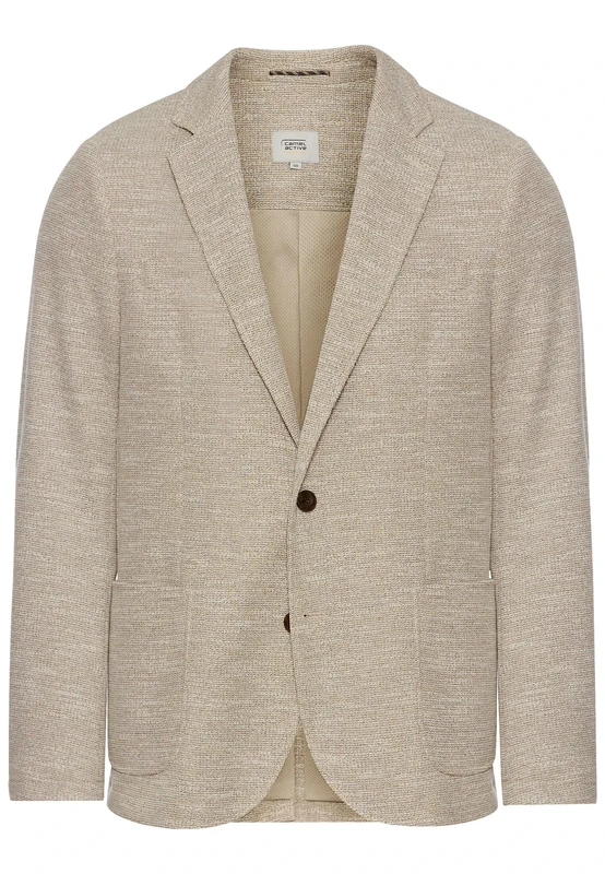 camel active Men's Jersey Jacket with 2 Button Closure, Beige, 46