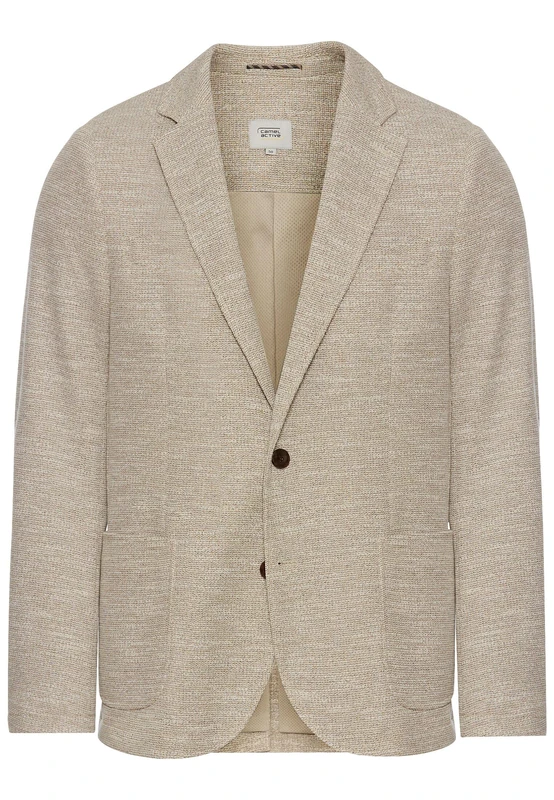 camel active Men's Jersey Jacket with 2 Button Closure, Beige, 44