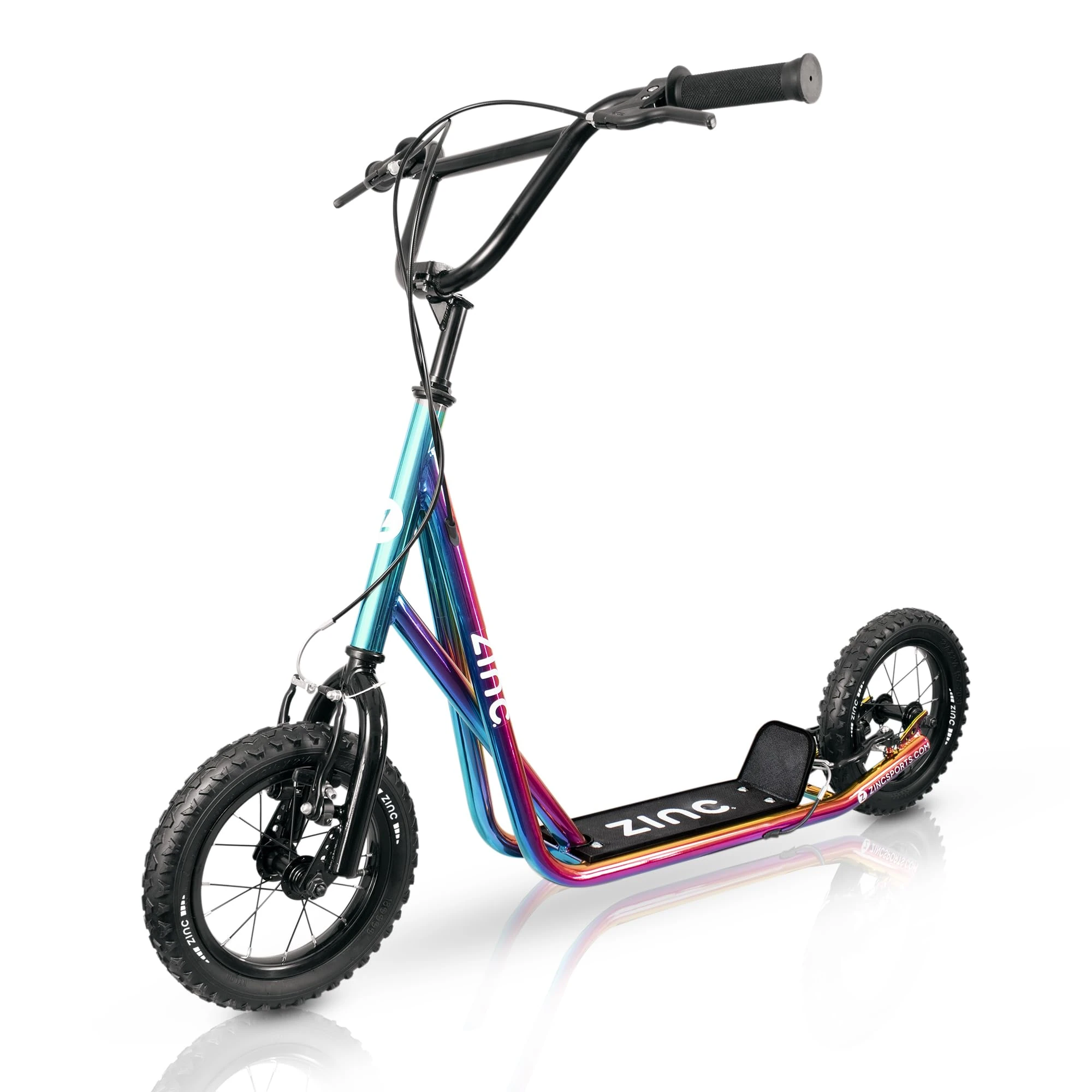 Zinc Neochrome BMX Scooter for Kids Ages 6+ – 12 Inch Big Wheel Stunt Scooters with 360 Degree Handlebar Spin, Front & Rear Brakes, Steel Frame, Off-Road Tyres