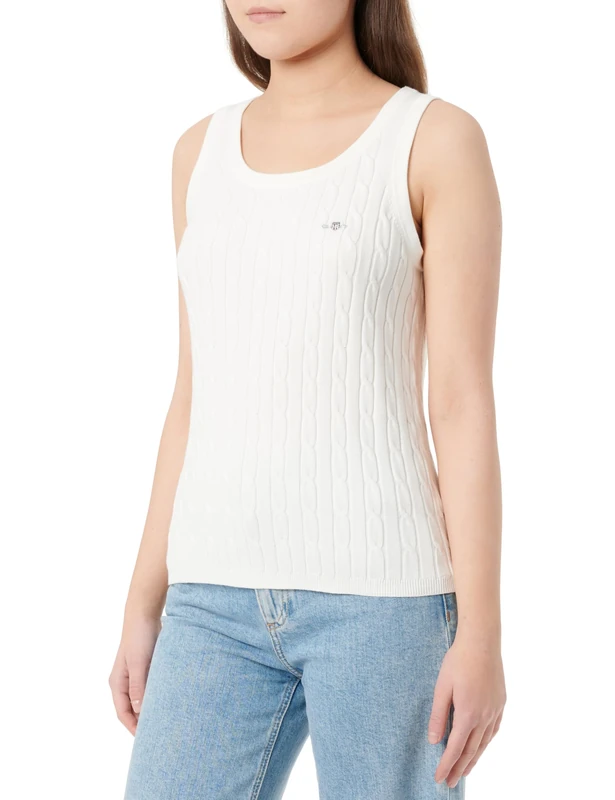 GANT Stretch Cotton Cable Tank Top, Eggshell, L