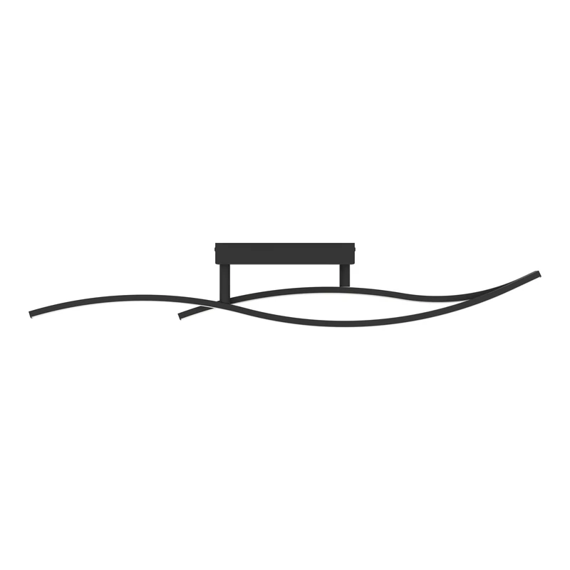 Eglo LED Ceiling lamp Grisolia, Curved Ceiling Light Fitting, Living Room Lighting Made of Metal and Plastic in Black, Neutral White, L 84.9 cm