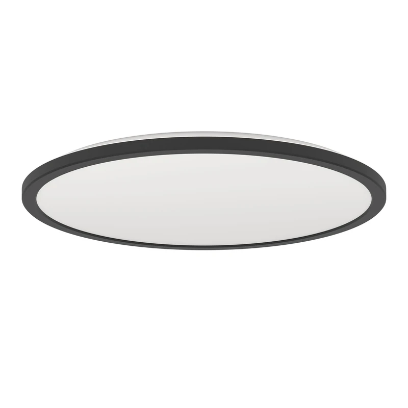 Eglo LED Ceiling Light Fitting Rovito, Round Ceiling lamp with Remote Control, Bathroom Lighting, Flush luminaire Made of Plastic in Black and White, Warm White-Cold White, IP44, Ø 50 cm