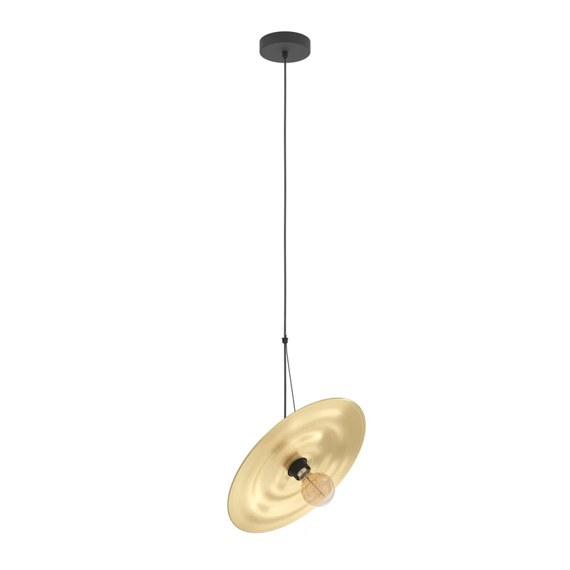 Eglo Pendant Lighting Lintmill, Retro Hanging lamp Above Dining Table, Vintage Dining Room Ceiling Light Fixture Made of Metal in Black and Gold, E27 Socket, Ø 40 cm